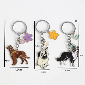 Lot de porte-clés émaillés chien avec Carlin, Setter, Border Collie et pendentifs