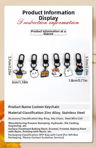 Detailed size specifications for Halloween enamel ghost keychains showing 5.7cm height