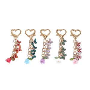 Fashionable butterfly heart keychain set with colorful flower alloy pendants for bags