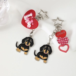 Dackel Hund Schlüsselanhänger Herz Liebe Anhänger Zinklegierung Haustier Hund Charms Für Tasche Stern Ring Tier Schlüsselbund Geschenk Für Damen Mädchen