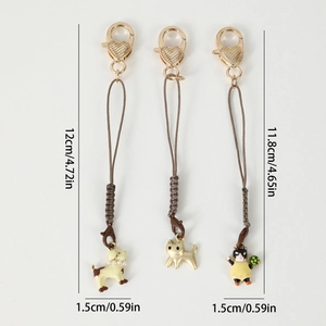 Porte-clés chien et chat chic avec collier de perles et fermoirs mousqueton en cœur