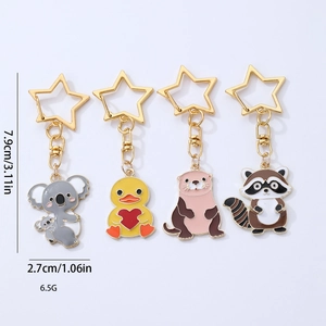 Portachiavi animali in smalto e lega di zinco con simpatico koala e clip a stella