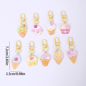 Cute acrylic dessert and ice cream keychains for women bag accessories 9-piece set