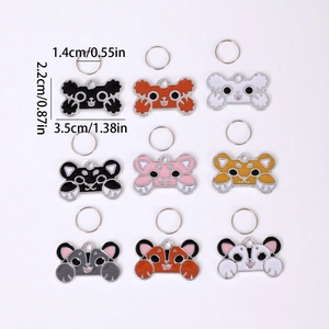 Cartoon animal zinc alloy pet ID tags for dogs featuring panda and fox designs