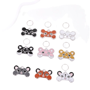 Cartoon animal zinc alloy pet tags with enamel finish for dogs in multiple colors