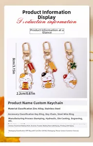 Spécifications des porte-clés Maneki Neko en alliage de zinc et acier inoxydable durable
