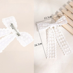 Eleganti fermagli per capelli in pizzo bianco con ricamo floreale e clip in metallo