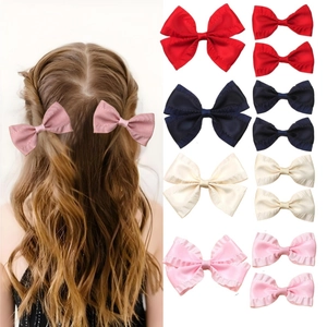 Elegant Satin Pleated Ruffle Edge Bow Hair Clip For Women Girls Handmade Alligator Clip Solid Color Fashion Hairpin Accessory