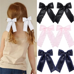 Sweet Satin Bow Hair Clips With Ruffled Edges Long Ribbon Hairpins For Girls Women Korean Style Fresh Hair Accessories