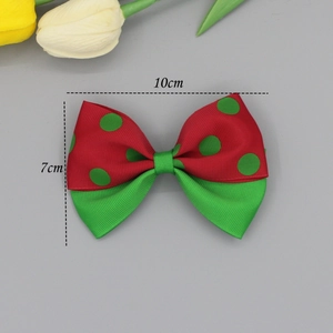 Nœud pour cheveux en ruban gros-grain rouge et vert pour filles, dimensions 10x7 cm