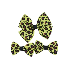 Three-piece set of sweet leopard print hair bows featuring high-quality ribbed fabric