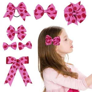 Roze haarstrikken met rode stippen en bijpassende clips voor meisjes haaraccessoires
