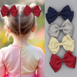 Children's Glitter Bow Hair Clips Handmade Satin Ribbon Alligator Clips Sweet Princess Hair Accessories For Girls Party