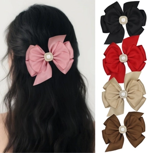 Elegante Fermaglio per Capelli con Fiocco in Raso Grande Stile Francese con Perla Artificial Sintetica Strass per Donna Gioielli