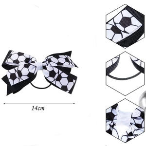 Fußballmuster Stoffschleife Haargummi für Cheerleading 14cm breit Elastisches Accessoire