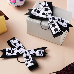 Cheerleading Fußball-Haarschleifen mit schwarz-weißem Druck für Sport-Accessoires