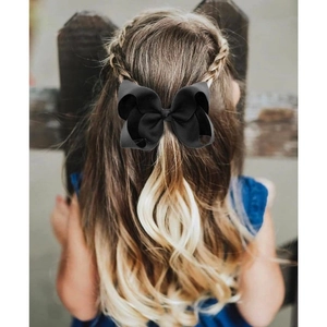 7-piece set of solid ribbed bow hair clips for women in elegant black hair accessories
