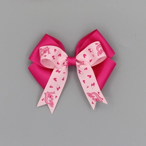 Lazo para el pelo rosa con estampado de corazones para concienciación cáncer de mama