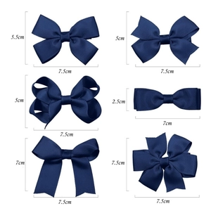 Lot de 6 barrettes cheveux nœuds bleus en gros-grain pour enfants en styles variés