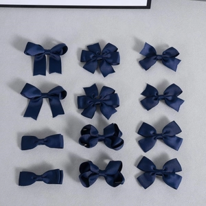 Lot de 12 barrettes à cheveux bleu marine en ruban gros-grain aux styles variés