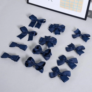 Détails de 11 nœuds papillon bleu marine en ruban gros-grain pour cheveux d'enfants