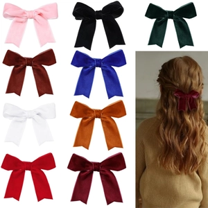 Barrettes à Cheveux en Velours avec Nœud pour Filles Fait Main Douce Princesse Épingles à Cheveux Pinces Croco Accessoires Cheveux
