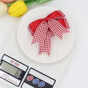 Barrette à cheveux double nœud écossais rouge pour enfants, accessoire léger de 6g