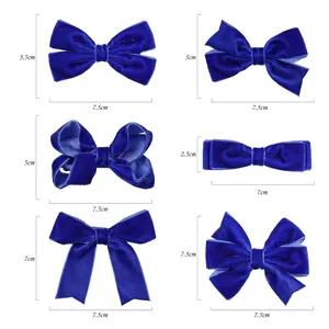 Barrettes à cheveux en velours bleu foncé pour filles en divers styles et tailles