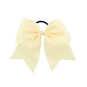 Large 8-inch cream yellow grosgrain ribbon hair bow with durable elastic rubber band