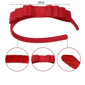 Classic 10cm red multi-layer grosgrain ribbon bow headband for girls hair accessory