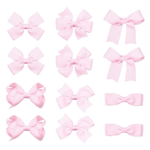 Lot de 11 nœuds papillon roses en ruban gros-grain pour enfants aux styles variés