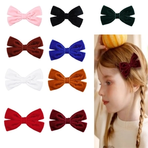 Mignonnes Pinces à Cheveux Nœud en Velours pour Enfants Filles Princesse Doux Fait Main Pinces Croco Hiver Accessoires de Mode