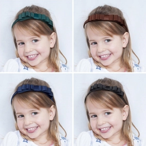 Classic girls' multi-layer grosgrain ribbon bow headband set in four versatile colors