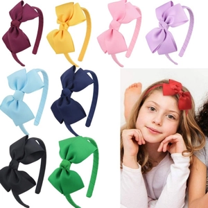 Girls Large Bowknot Headband Velvet Ribbon Children Hairband Fresh Sweet Style Solid Color Hair Accessories For Kids