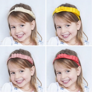 Children's layered grosgrain ribbon bow headband in multiple colors for girls