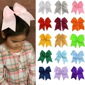 Large Grosgrain Ribbon Bow Hair Tie For Girls Kids Oversized Solid Color Elastic Hair Band Cheerleading Bow Ponytail Holder