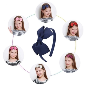 Kids ribbed grosgrain ribbon bow headbands in multi-color options for girls