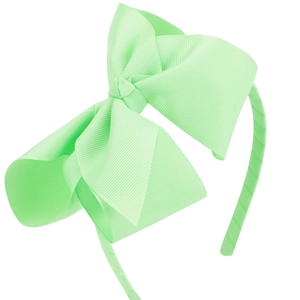 Serre-tête fille avec nœud en ruban gros-grain vert menthe de 5 pouces multicouche