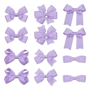 Détail de 10 styles de nœuds à cheveux en ruban gros-grain violet lavande pour enfants
