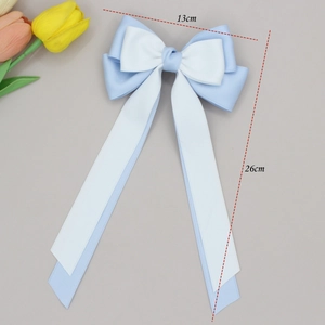 Blue and white bow hair clip with ribbons, 13x26cm sweet princess style hair accessory