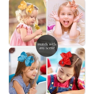 6 inch grosgrain ribbon bow hair clip set for girls in four vibrant colors