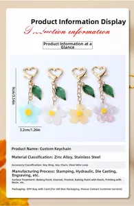 Tabella dettagliata delle taglie dei portachiavi a fiore in acrilico con ganci a cuore