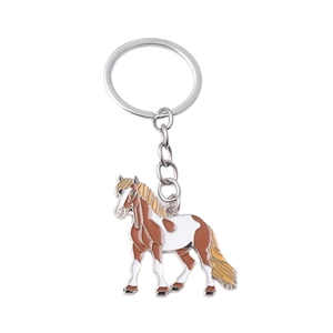 Brown and white horse keychain pendant in alloy metal for creative handbag decoration