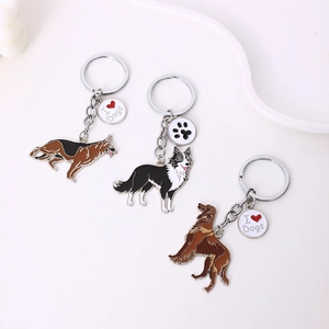 Simpatico Portachiavi in Smalto per Cani Lega di Zinco Metallo Ciondolo Borsa Pastore Portachiavi Regalo per Amanti dei Cani