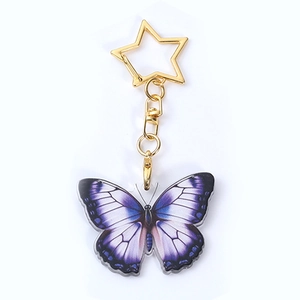 Porte-clés papillon en acrylique avec fermoir étoile dorée pour sacs de luxe