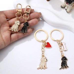 Golden Retriever enamel keychain charms for bags with heart and bone accessories