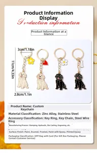 Detail view of zinc alloy Golden Retriever keychains with enamel and paint craft