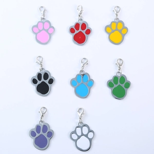 Cartoon Paw Print Pet ID Tag For Dogs Cats Alloy Enamel Animal Footprint Pendant With Lobster Clasp DIY Jewelry Accessory
