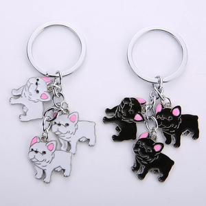 Cartoon Dog Enamel Metal Keychain Cute Corgi French Bulldog Poodle Husky Charm Key Ring Pet Lover Gift Accessory