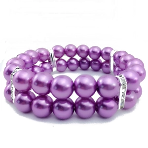 Collier double rang de perles violettes pour animaux avec intercalaires en zircon